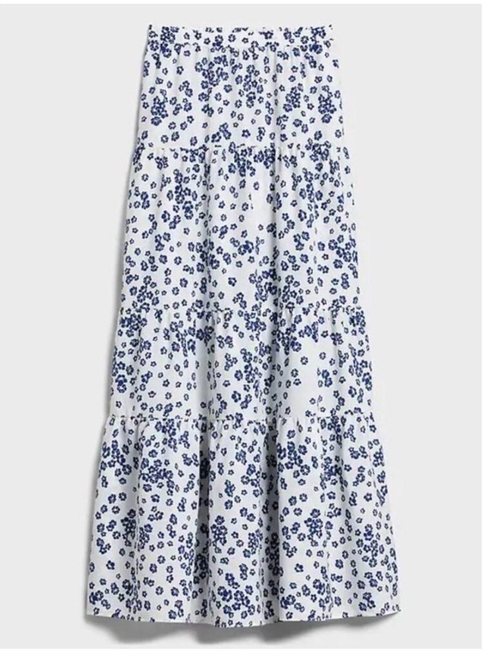 Banana Republic White Maxi Skirt with Blue Floral Print